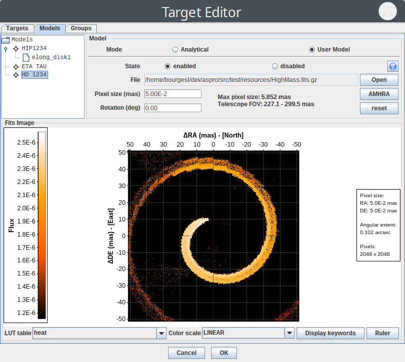 Target editor with an user-defined model