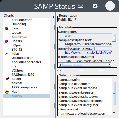 Hub status window